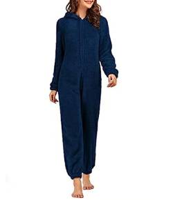 SPSHODOW Erwachsene Onesie Pyjamas für Frauen, Plüsch Onesie Pyjamas Zip Up Warme Flauschige Pyjamas Langarm Einteilige Kapuze Nachtwäsche von SPSHODOW