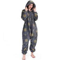 SPSHODOW Onesie Damen Tier Kuschelig Erwachsene Jumpsuit Pyjamas Halloween Cosplay Kostüme Karneval Einteiler M von SPSHODOW