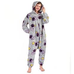 SPSHODOW Onesie Damen Tier Kuschelig Erwachsene Jumpsuit Pyjamas Halloween Cosplay Kostüme Karneval Einteiler M von SPSHODOW