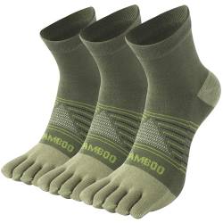 SPST Zehensocken für Damen und Herren, Bambus Fünf-Finger-Knöchelsocken, athletische Laufsocken, 3 Paar, Dunkelgrün+Hellgrün, Small von SPST