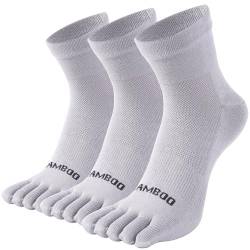 SPST Zehensocken für Damen und Herren, Bambus Fünf-Finger-Knöchelsocken, athletische Laufsocken, 3 Paar, Grau, Medium von SPST