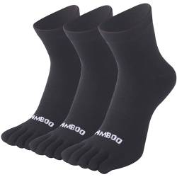 SPST Zehensocken für Damen und Herren, Bambus Fünf-Finger-Knöchelsocken, athletische Laufsocken, 3 Paar, Schwarz, Small von SPST