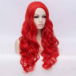 Perücken für Damen 30-Zoll-langer, mittlerer Teil Frauen lockige wellenförmige rote Perücke Cosplay synthetische hitzebeständige Haare Kunstfaserperücke (Stretched Length : 30inches) von SQLCF
