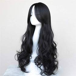 Perücken für Damen Frauen Schwarz Synthetisches Haar Lange Körperwelle Brünette Perücken Hitzebeständige flauschige Haare Kunstfaserperücke (Color : A) von SQLCF