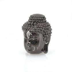 SQMSK 10 * 14MM Schwarz Strass Legierung Buddha Kopf Perlen Charm Anhänger Buddha Kopf Spacer Perlen Hämatit Für Schmuck Machen Tibetischen von SQMSK