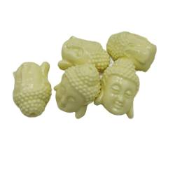 SQMSK 15–25 mm, 10 Stück, Elfenbeinfarbene Korallenperlen aus Kunstharz, Buddhakopf-Perlen, Charm-Anhänger, Buddhakopf-Abstandshalterperlen zur Schmuckherstellung, tibetische Buddha-Perle von SQMSK
