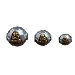 SQMSK 9/13/16 mm 6 Stück Silberlegierung Buddha-Kopf-Perlen Charm-Anhänger Buddha-Kopf-Abstandsperlen Hämatit für die Schmuckherstellung tibetische Buddha-Perlen von SQMSK