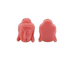 SQMSK Buddhakopf-Perlen aus rosa Muschelharz, Korallenrot, Charm-Anhänger, Buddhakopf-Abstandshalter-Perlen zur Schmuckherstellung, tibetische Buddha-Perlen, 15–28 mm, 10 Stück von SQMSK