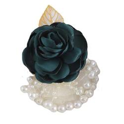 SQMSK Goldblatt-Blumen-Corsage für Handgelenk, dunkelgrün, mit Perlenkette, Braut, Brautjungfer, Handgelenk, Blumenarmband, künstliche Corsage, Hochzeit von SQMSK