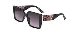 SQUAD Sonnenbrille Feminin Quadratisch mit Schlangenleder-Print, Flache Montage, 100% CE-UV-Schutz, Inklusive Brillenetui von SQUAD