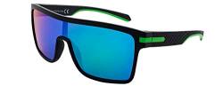 SQUAD Sonnenbrille Herren, Quadratisch Rahmen Schwarz Sich paaren Groß Linse Grün Gespiegelt Fahrerbrille von SQUAD