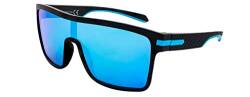 SQUAD Sonnenbrille Herren, Rechteckig Rahmen Schwarz Sich paaren Linse Groß Blaue Gespiegelt Fahrerbrille von SQUAD