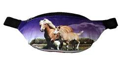 Mädchen Kinder Bauchtasche Gürteltasche Hüfttasche Umhängetasche Pferd Fohlen Verstellbarer Taillengurt TF02 (25 x 6 x 12 cm) von SQUARED & CUBED