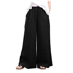 SRZYMJ Damen Leinenhose 7/8 Schwarz Schlaghose Damen Bunt 70Er Latzhose Damen Jeans Kurz Jogginghose Damen Baumwolle Kurz Yogahose Damen Stoffhose Damen Hosen Damen Elegant von SRZYMJ