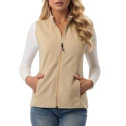 SRZYMJ Daunenweste Blau Damen Weste Damen Leichte Daunenjacke Damen Steppweste Damen Kurz Sweatweste Damen Oberbekleidung Damen Grosse Grossen Fahrradweste Damen Beige von SRZYMJ