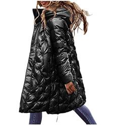 SRZYMJ Daunenweste Damen Lang, Daunenweste Damen Lang Winterjacke Daunenjacke Warm Weste Jacke mit Kapuze Steppjacke Wintermantel Casual Daunenmantel Slim Gilet Schwarz Daunenweste Gelb - Daunenweste von SRZYMJ