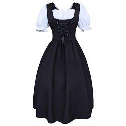 SRZYMJ Dirndl Set Trachtenkleid Damen Ohne Schurze Dirndlbluse Damen Weib Dirndlkleid Schwarz Dirndl Blau Oktoberfest Deko Uniform Herren Dirndlschürze 70 cm Schwarz S von SRZYMJ