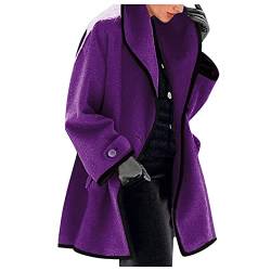 SRZYMJ Lila Mantel Damen Trenchcoat Wollmantel Knopf Jacke Windbreaker Wasserdicht Softshelljacke Wasserdicht Atmungsaktiv Parka Frühjahr Bomberjacke Vintage Wintermantel von SRZYMJ