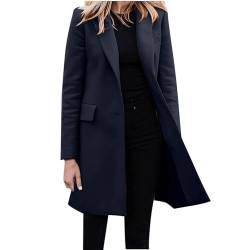 SRZYMJ Marine Mantel Kariert Damen Trenchcoat Mantel Wollmantel Grau Regenparka Dünn Windjacke Wasserdicht Atmungsaktiv Sportjacke Lang Parka Jacke Bomberjacke Vintage Wintermantel Elegant von SRZYMJ