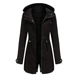 SRZYMJ Regenjacke Damen Fahrrad Regenparka Wasserdicht Regenmantel Leicht Windjacke Windbreaker Trenchcoat Winter Sportjacke Dünn Übergangsjacke Parka Bomberjacke Wollmantel Grau von SRZYMJ