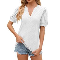 SRZYMJ Tshirt Damen Elegant Sommer Outfits Damen Oberteile Sommer Sexy Kurzarm Bluse Damen Shirt Langarm Baumwolle Tshirt V Ausschnitt 3/4 Arm O-Ausschnitt T-Shirts Kurzarm Basic Shirt Langarm von SRZYMJ