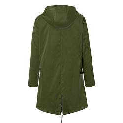 SRZYMJ Windjacke Damen Regenparka Damen Wasserdicht Atmungsaktiv Parka Damen Sommer Kurzmantel Damen Sommer Winterjacke Damen Kurz Wintermantel Damen Lang Grün XXL von SRZYMJ