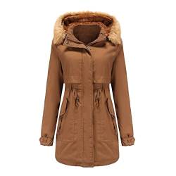 SRZYMJ Winterparka Steppjacke Mit Kapuze Wollmantel Kariert Tailliert Windbreaker Herren Softshelljacke Mit Kapuze Freizeitjacke Lederjacke Blau Khaki Jacke Damen Winter von SRZYMJ