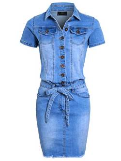 SS7 Damen Denim elastischer Knopf durch Kleid von SS7