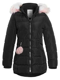 SS7 Girls Padded Coat Showerproof Parka Jacket Faux Fur Age 3 5 7 8 9 10 11 12 13 14 Black von SS7