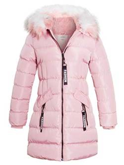 SS7 Mädchen Parka Mantel mit Kunstfell-Fleece-Futter (Rosa, 158-164) von SS7