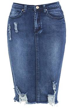 SS7 Neuer Frauen Denim Distressed Stretchrock, Größen 8-14 - mid Denim blau, 38 von SS7