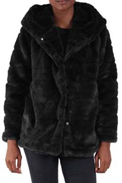 Womens Faux Fur Coat Black White Grey Hood Jacket Size 8 10 12 14 von SS7