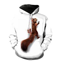 SSBZYES Pullover Herren Hoodie Große Größe Sweatshirt Top Four Seasons Can Wear Fashion Eichhörnchen Printed Langarm T-Shirt Sportjacke Bottom Top von SSBZYES