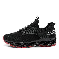 SSERHEHK Sportschuhe Laufschuhe Atmungsaktiv Leichte Turnschuhe Gym Fitness Sneaker für Herren Damen 18 Black red 44EU von SSERHEHK