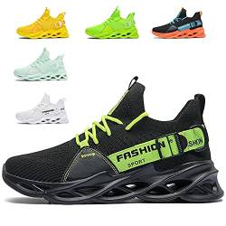 SSERHEHK Sportschuhe Laufschuhe Atmungsaktiv Leichte Turnschuhe Gym Fitness Sneaker für Herren Damen G133 Black Green36EU von SSERHEHK