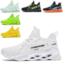 SSERHEHK Sportschuhe Laufschuhe Atmungsaktiv Leichte Turnschuhe Gym Fitness Sneaker für Herren Damen G133 White 36EU von SSERHEHK