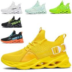 SSERHEHK Sportschuhe Laufschuhe Atmungsaktiv Leichte Turnschuhe Gym Fitness Sneaker für Herren Damen G133 Yellow 39EU von SSERHEHK