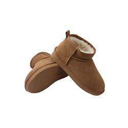 SSHAIL Damen Classic Mini Leather Stiefel, Mini-Stiefel für Damen, Warm Anti-Rutsch-Stiefel, für den Außenbereich (Brown,38) von SSHAIL