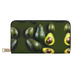 SSIMOO Elegante Damen-Geldbörse mit Avocado-Obst-Aufdruck, langlebig, lang, Leder, mit Reißverschluss, Avocadofrucht, Einheitsgröße von SSIMOO