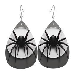 Schwarze Spinnenförmige Leder-Ohrringe, modisches Accessoire für Damen, Valentinstag, Einheitsgröße, Leder Leder Polyurethan von SSIMOO