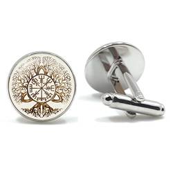 1 Paar Nordic Viking Vegvisir Kompass Runen Männer Manschettenknöpfe Retro Bronze Glaskuppel Cabochon Hemd Anzug Manschettenknöpfe-8 von SSJCVD