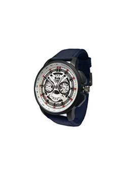 Analoge Digital-Armbanduhr für Herren, Quarz, mit Lederband, multifunktional, Kollektion Alan, Marineblau von SSK STYLE
