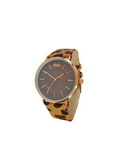 SSK Style Uhr Braun/Gelb/Khaki/Weißes Zifferblatt Gold | Geschenkidee | Animal Print Kollektion, Kaki, von SSK STYLE