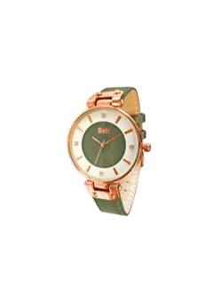 SSK Time Uhr | Armband Rot/Schwarz/Grün/Beige Zifferblatt Roségold | Geschenkidee | Korintto-Kollektion, grün, von SSK STYLE