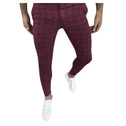 SSLLH Chino Hose Herren Slim Fit Outdoorhose Elegant Jogger Männer Modern Freizeithose Regular Klassisch Basic Chinohose Straight Tapered Hosen für Männer Business kariert Streifen Anzughose von SSLLH