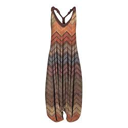 SSLLH Damen Jumpsuit Sommer Boho Lang Druck Overall Baggy Oversize Playsuit Aladinhose Ärmellos Sommerhose für Frauen Casual Lose Leichte Einteiler Rompers Mädchen Sommeroverall Haremshose, Gelb, XL von SSLLH