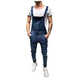 SSLLH Herren Denim Latzhose Slim Fit Latzanzug mit Träger Overall Jeans Lange Mode Schutzlatzhose für Männer Arbeitshose mit Latz und Kniepolstertaschen Cargo Workwear Strampler mit Knietaschen von SSLLH