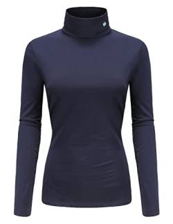 SSLR Damen Thermo Langarmshirt Rollkragenshirt Slim Fit Basic Tops Gebürstete Turtleneck Pullover (XX-Large, Marine blau) von SSLR