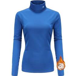 SSLR Damen Thermo-T-Shirt mit Rollkragen, schmale Passform, langärmelig, Baselayer, königsblau, Mittel von SSLR