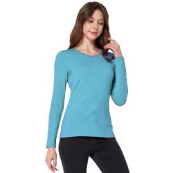 SSLR Damen Thermoshirts, Thermounterwäsche für Damen Langarm Tee-Shirts Herbstmode Grundschicht V-Ausschnitt Fleece (Large,Blau) von SSLR